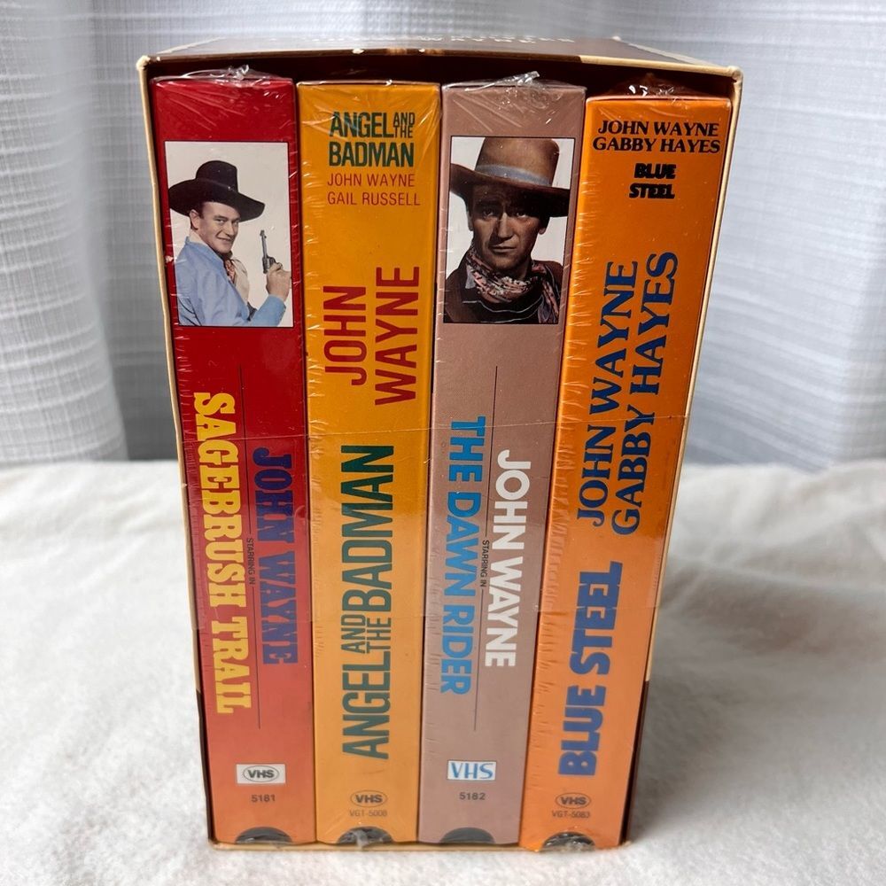 New Sealed John Wayne Film Fest 4 VHS Movies Set Western Cowboy